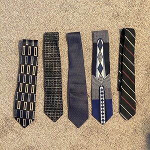 Stylish Men's Tie Collection - Black, Blue, and Gold
